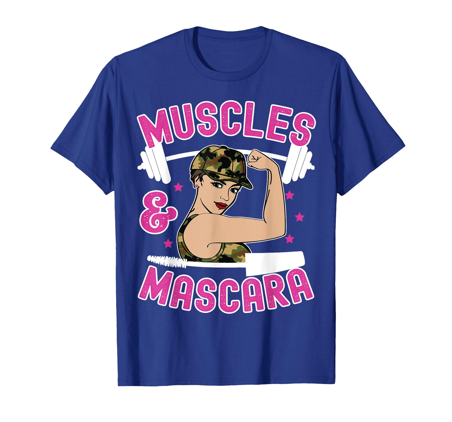 Muscles and Mascara Female Weight Lifter Gym Work Out Funny T-Shirt