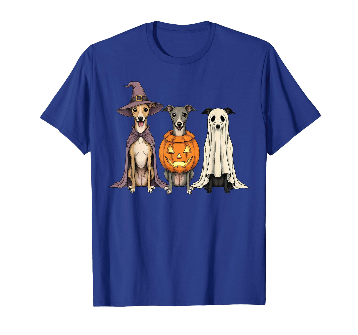 Spooky Ghost Greyhound Pumpkin Halloween Iggy Dog Lover T-Shirt