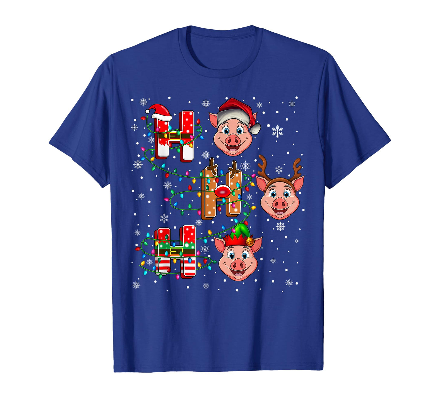 Ho Ho Ho Santa Reindeer Hat Elf Pig Animal Christmas T-Shirt
