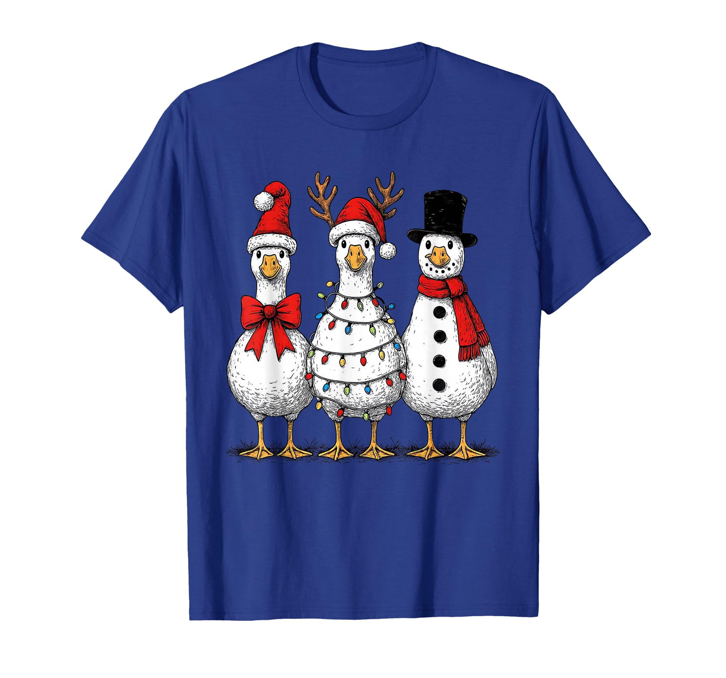 Retro Funny Santa Silly Goose Snowman Reindeer Christmas T-Shirt