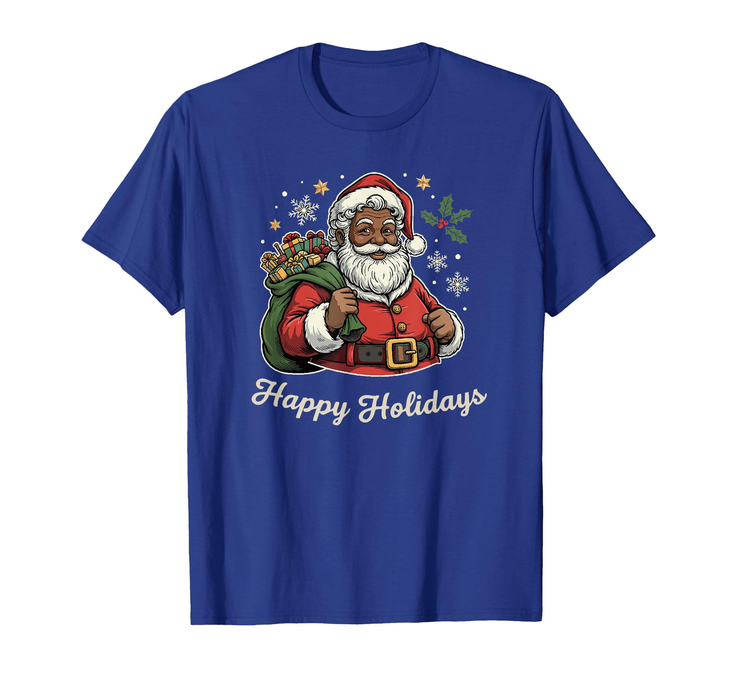 Merry Christmas African American Santa Happy Holidays Pajama T-Shirt