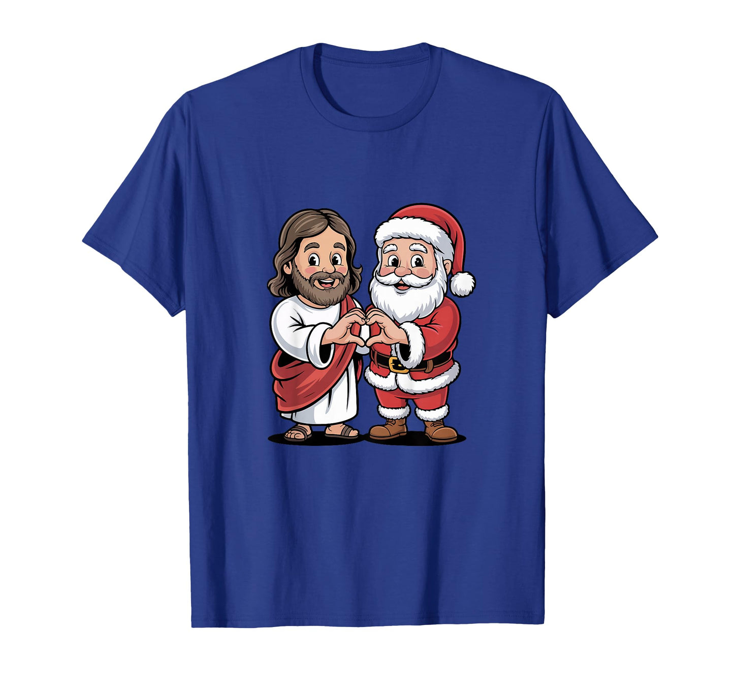 Jesus and Santa Claus Love Hand Sign Christmas Kids Girls T-Shirt