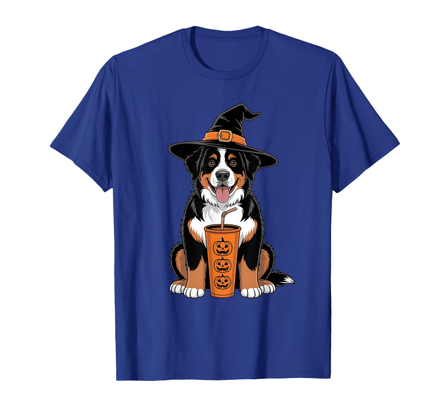Berner Dog Paw Witch Funny Halloween Spooky Pumpkin Drink T-Shirt