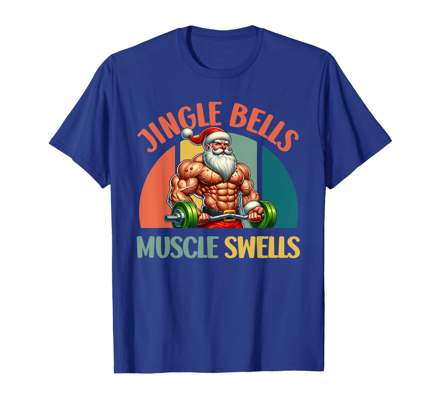 Santa Claus Jingle Bells Muscle SWELLS Funny Gym T-Shirt