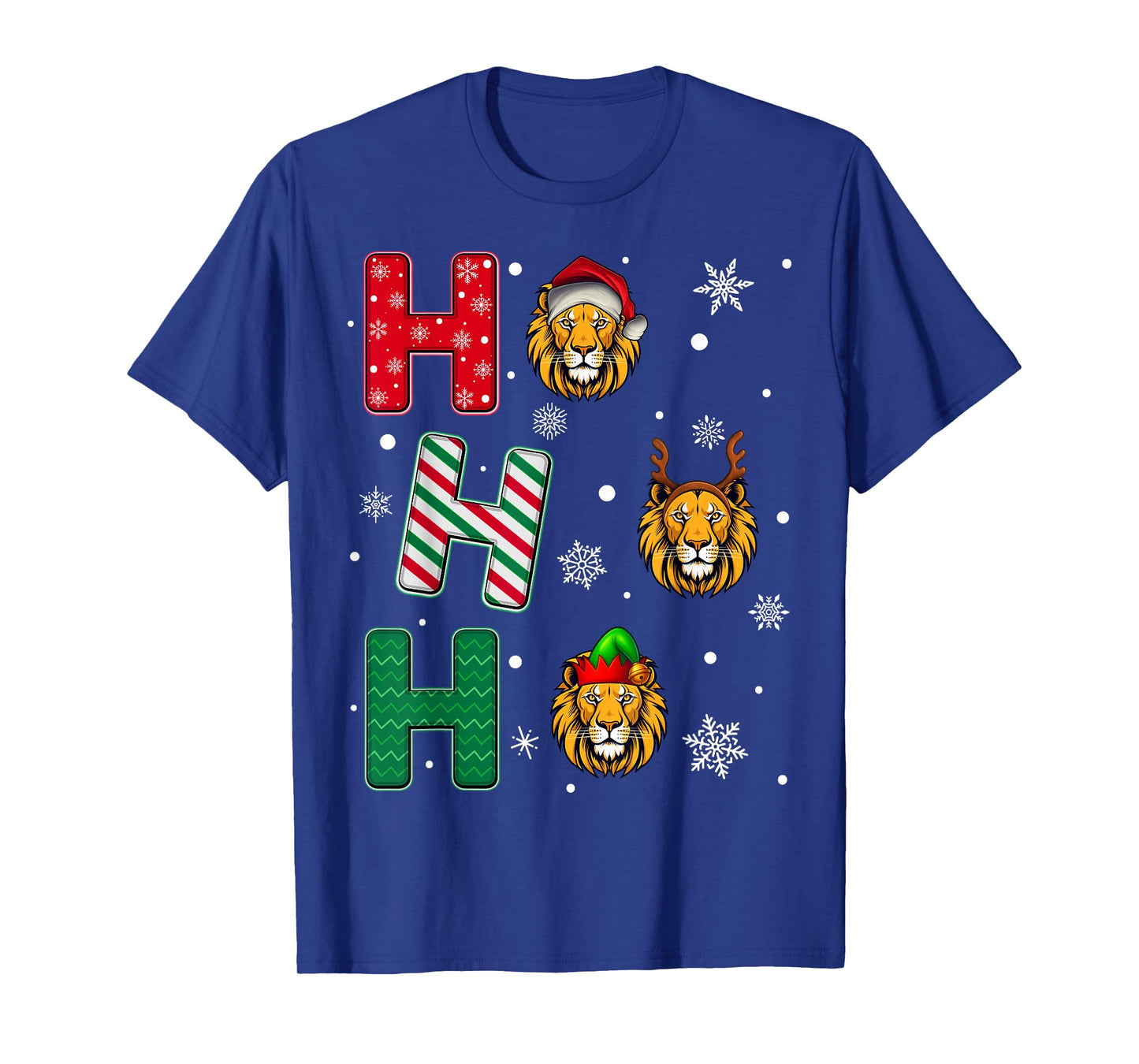 Ho Ho Ho Lion Animal Matching Santa Elf Xmas T-Shirt