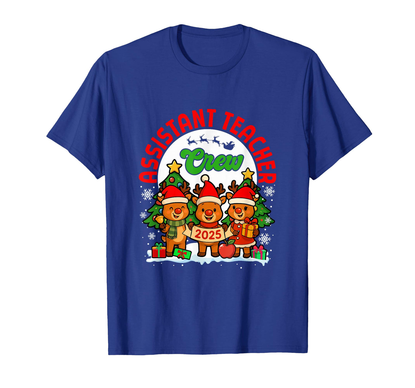 Assistant Teacher Crew 2025 Xmas Three Santa Reindeer T-Shirt