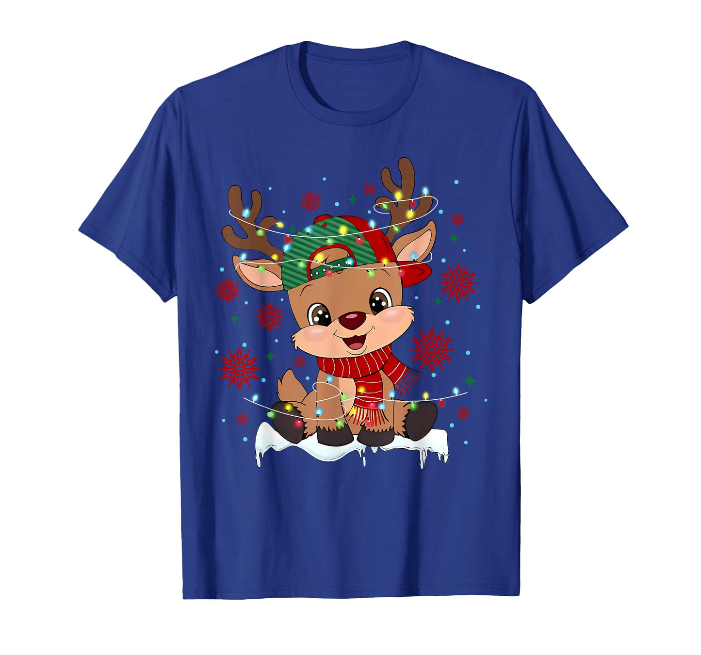 Reindeer Rudolph Merry Christmas Snowflake Pajamas Holiday T-Shirt