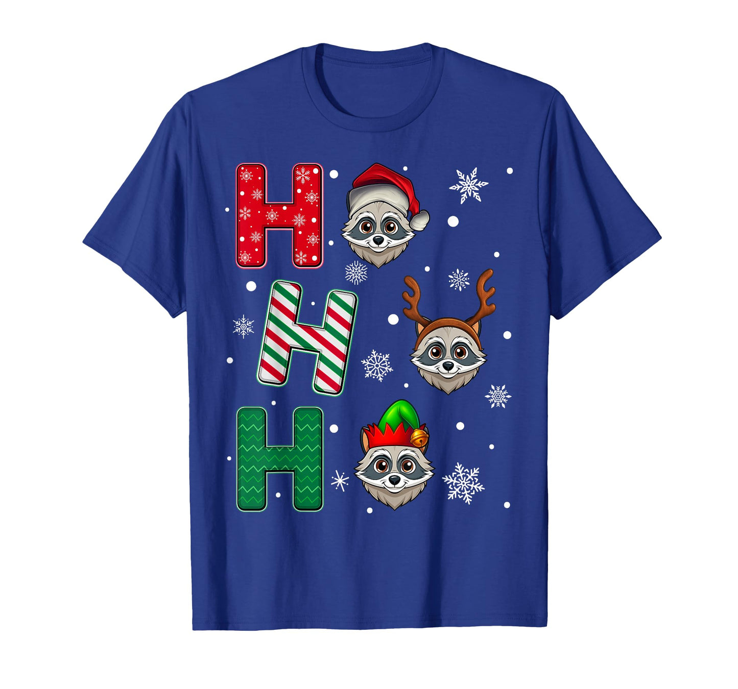 Ho Ho Ho Raccoon Animal Matching Santa Elf Xmas T-Shirt