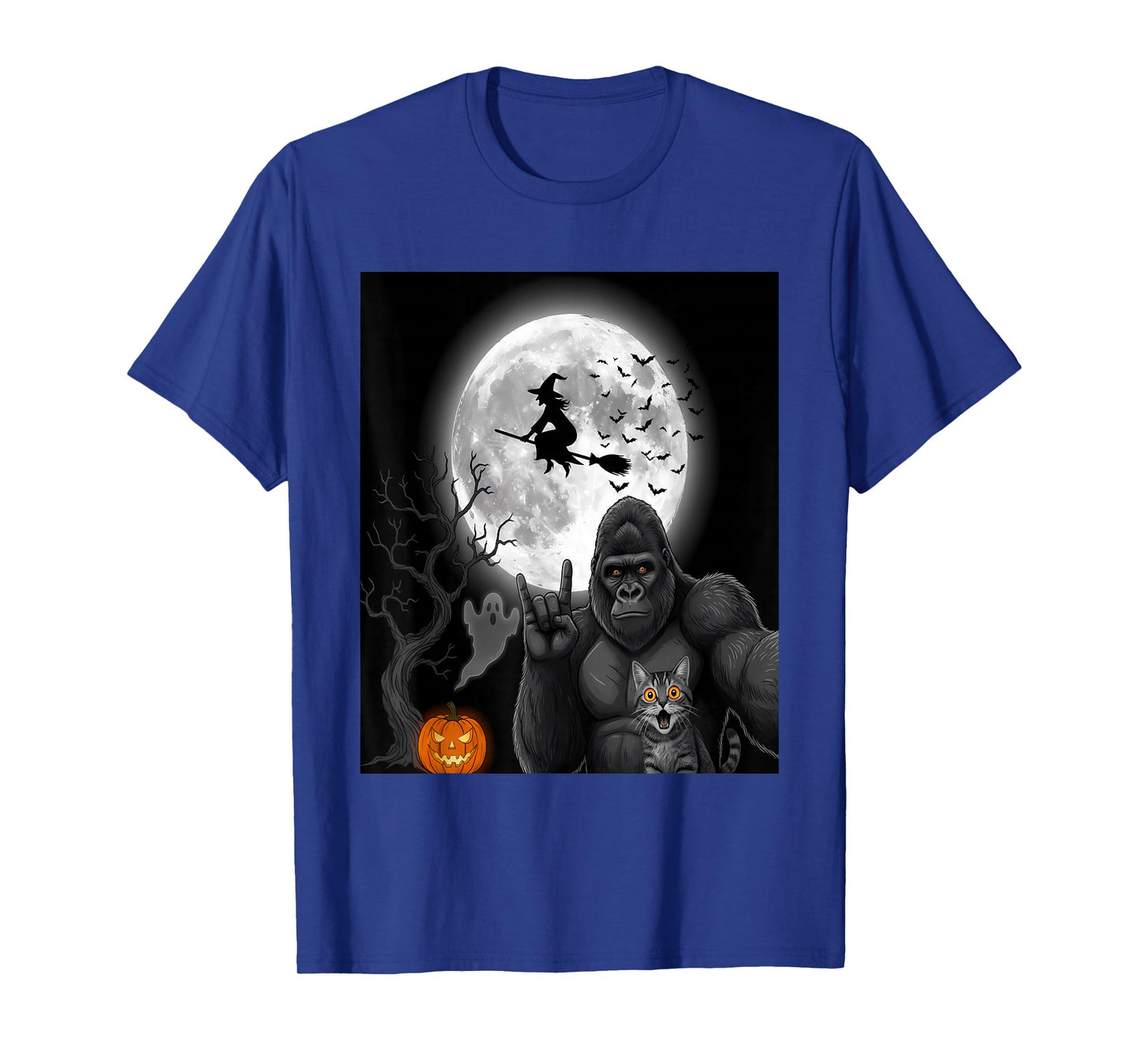 Funny Spooky Cat Ghost Bigfoot Halloween T-Shirt