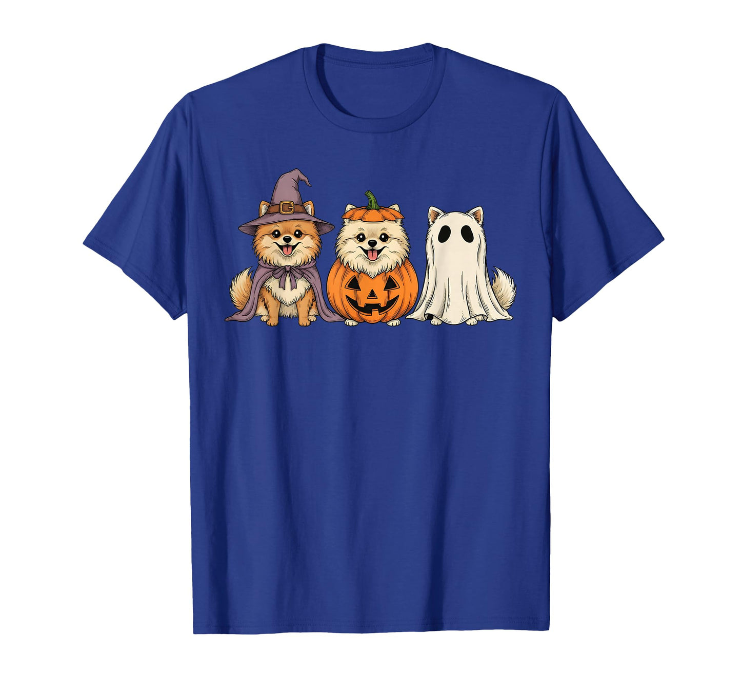 Spooky Ghost Pomeranian Pumpkin Halloween Dog Lover T-Shirt