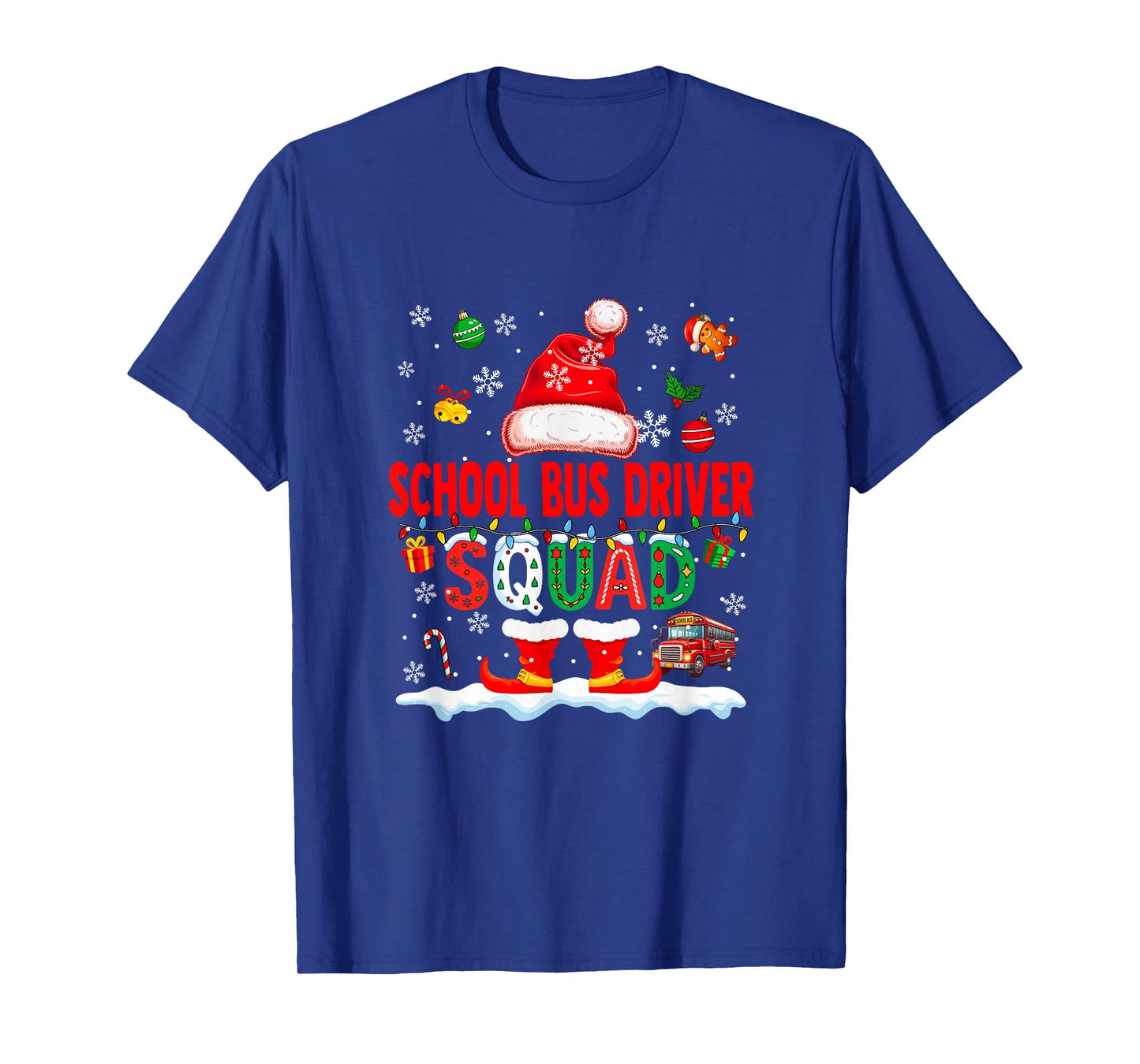 School Bus Driver Squad Men Job Christmas Santa Bow Tie T-Shirt