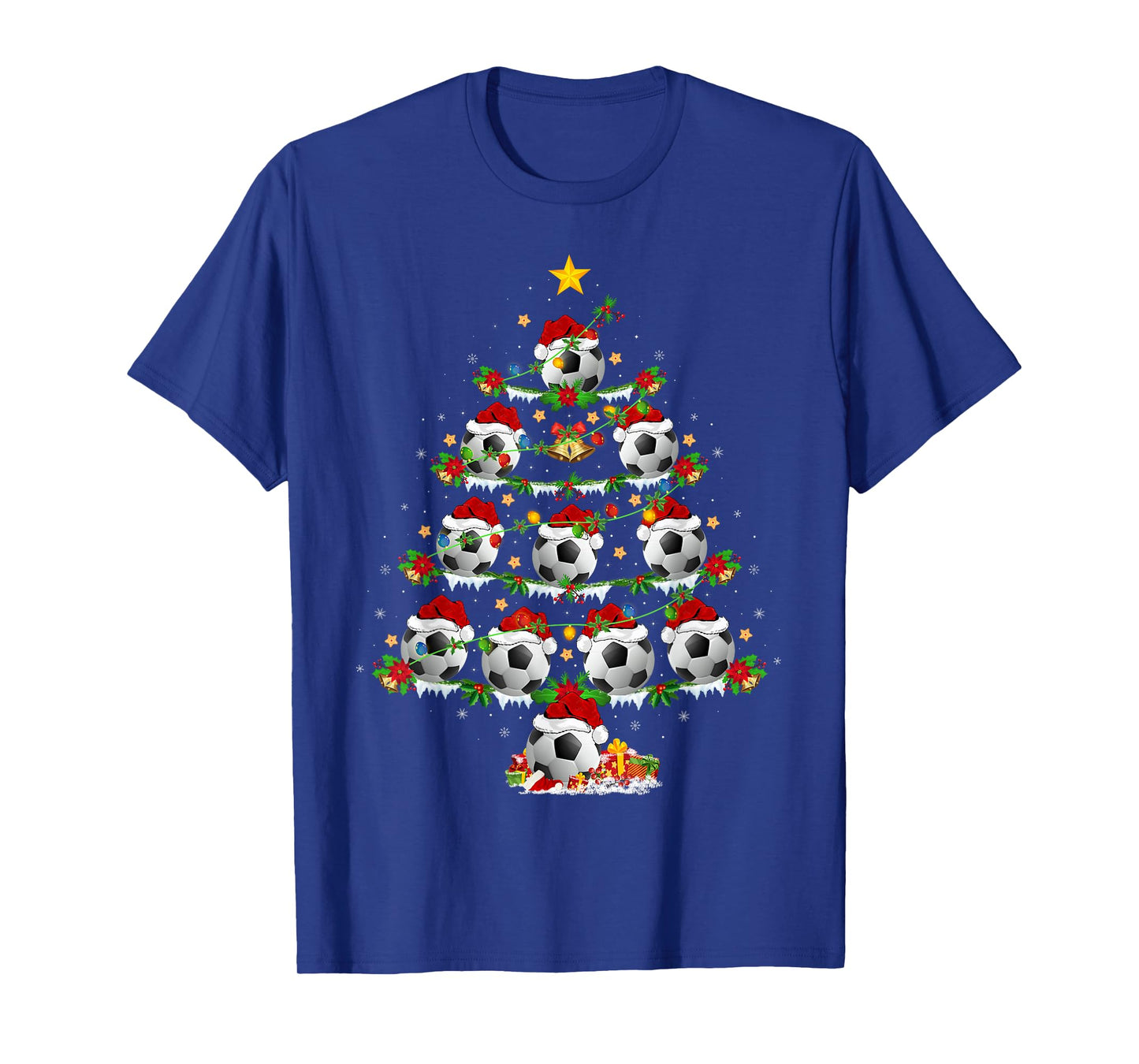 Soccer Football Christmas Tree Lights Sports Player Xmas T-Shirt