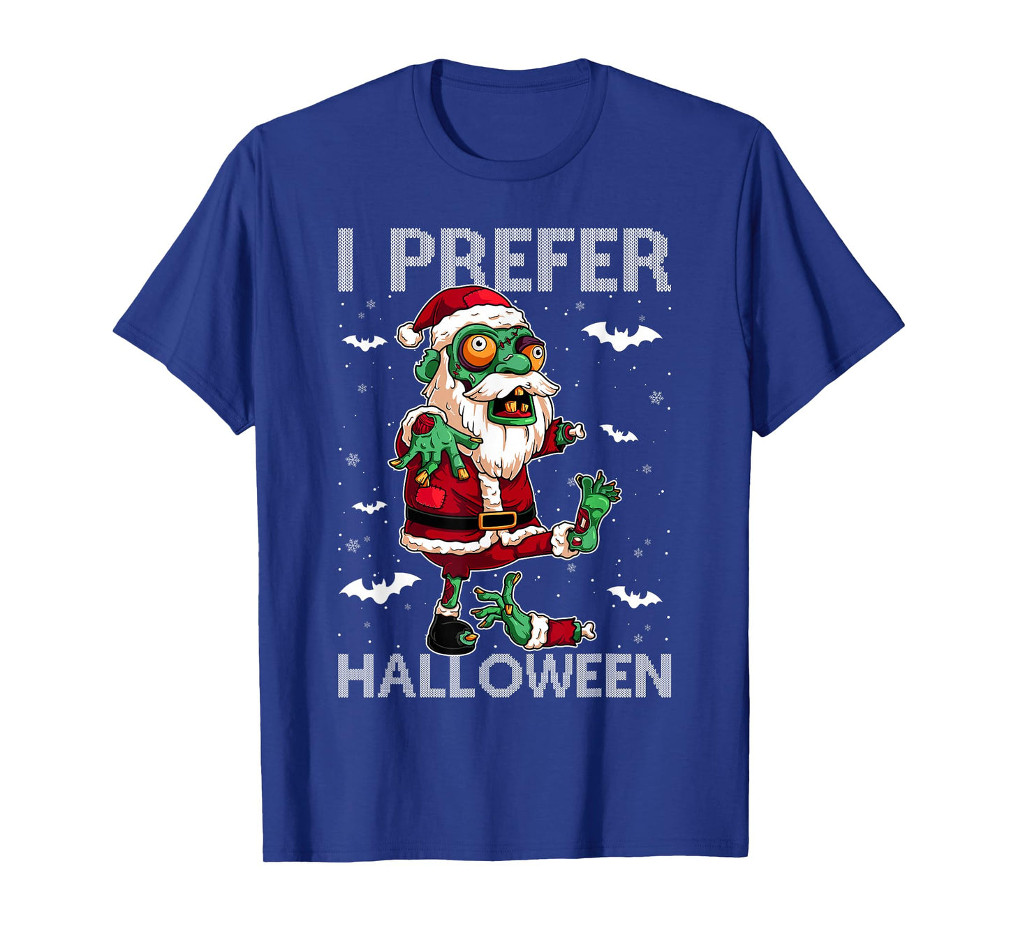 Funny I Prefer Halloween Santa Zombie Ugly Christmas Sweater T-Shirt