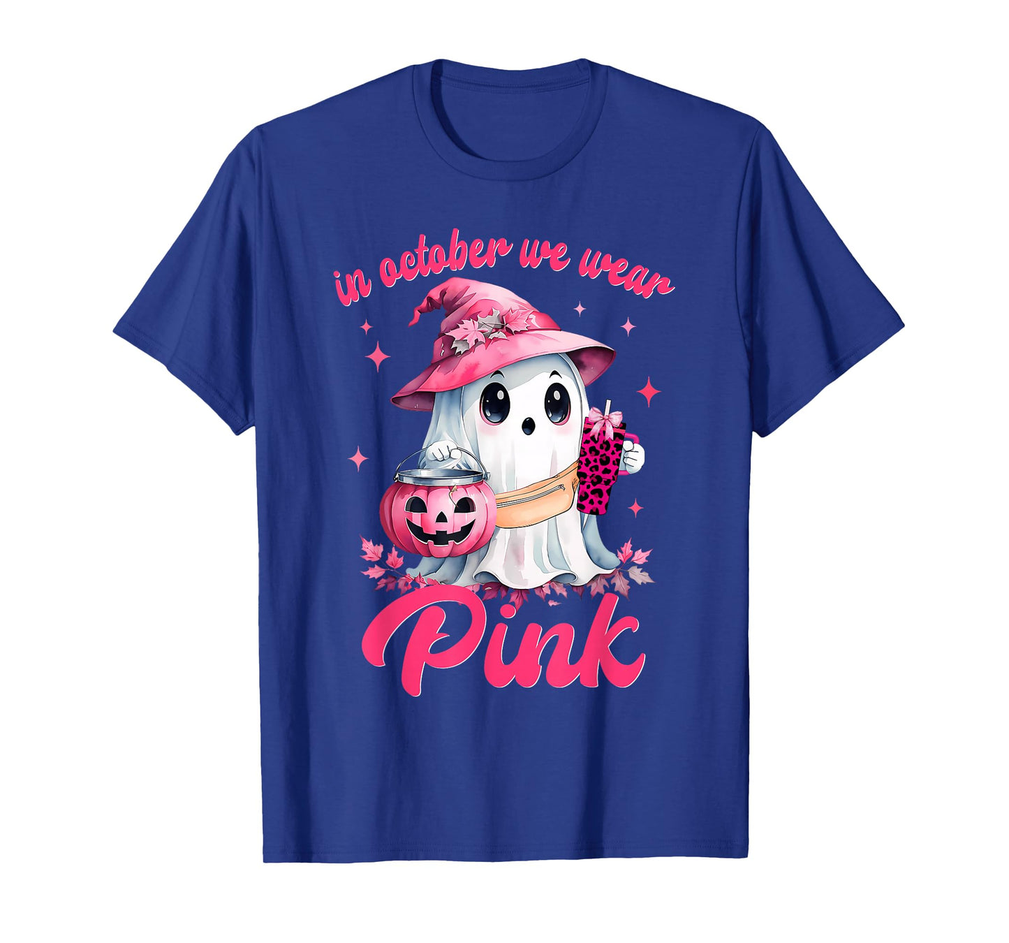 Breast Cancer Women Halloween Girls in October We Wear Pink T-Shirt
