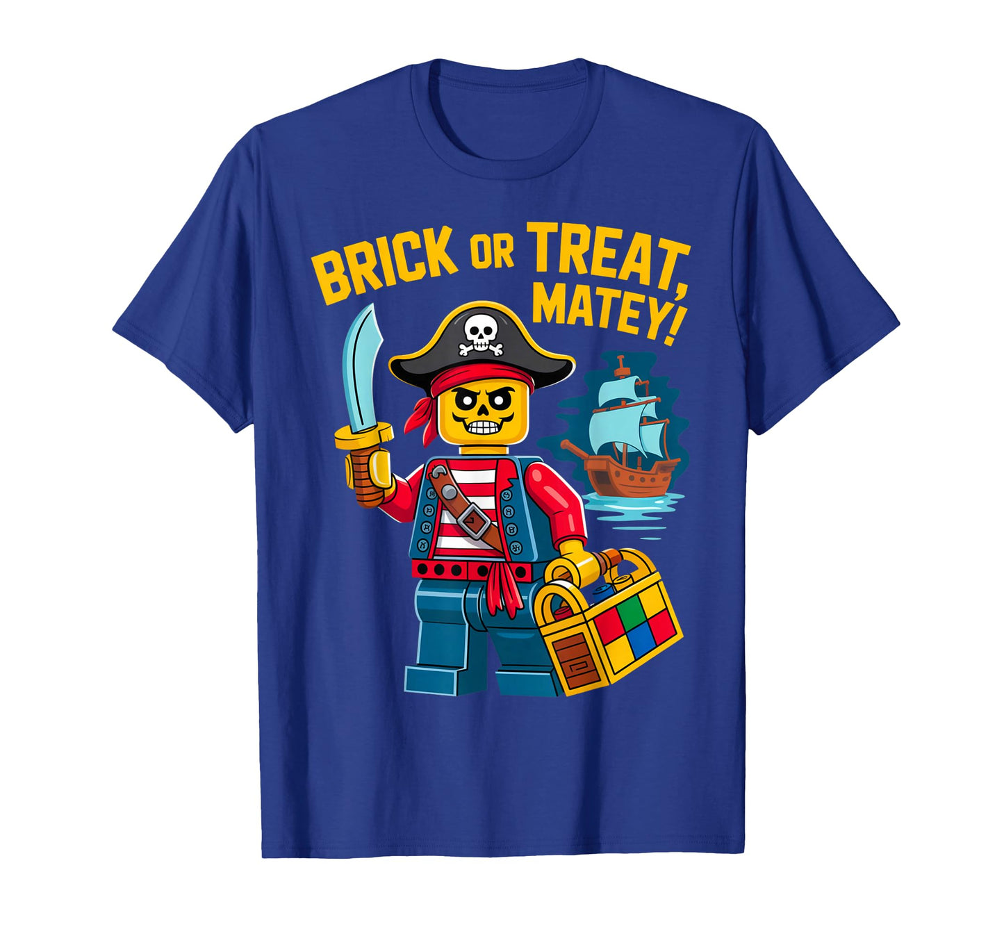 Halloween Bricks Pirate Skeleton Builder Blocks Building Toy T-Shirt