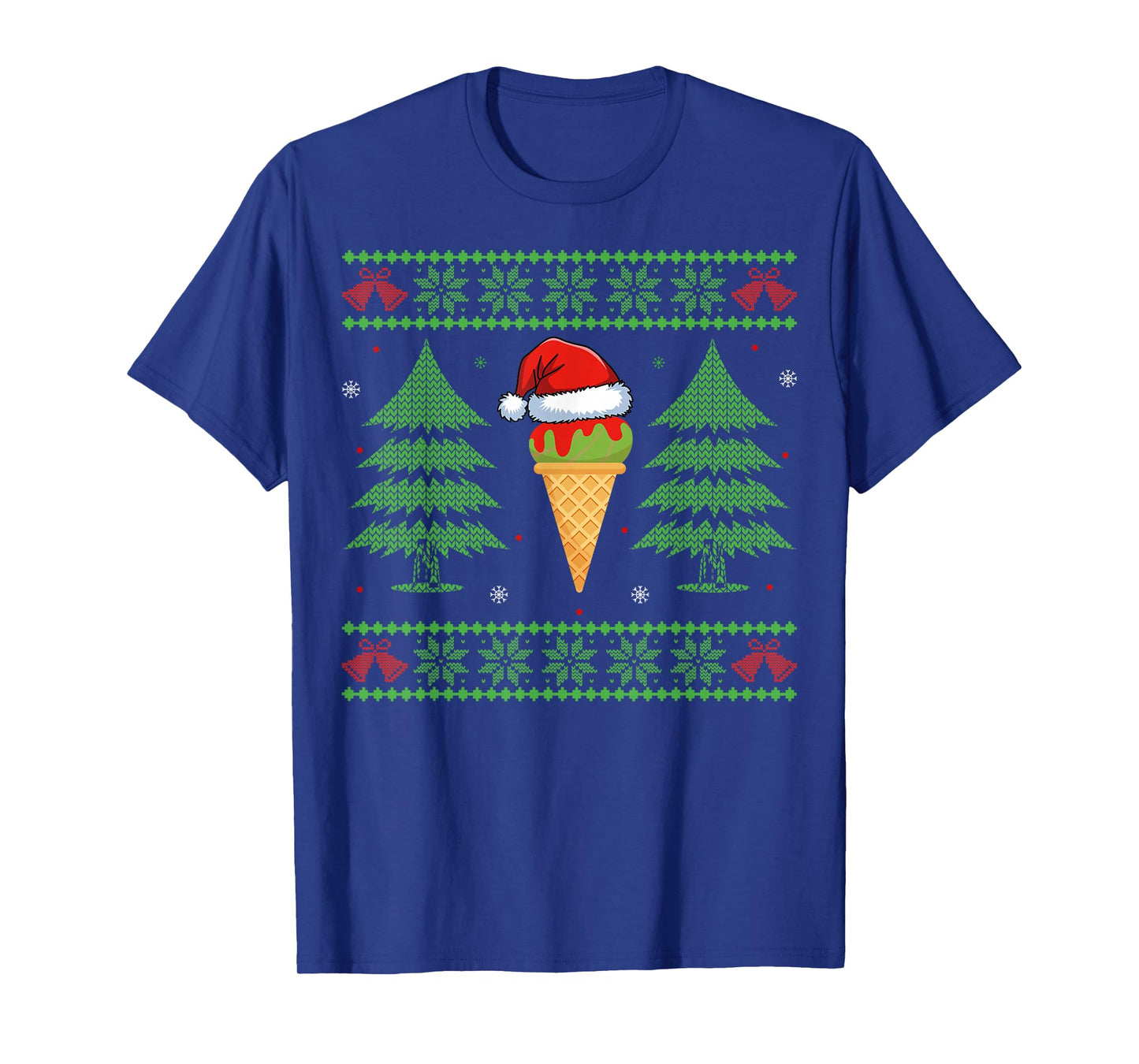 Funny Ice Cream Lover Xmas Santa Ugly Style Christmas T-Shirt