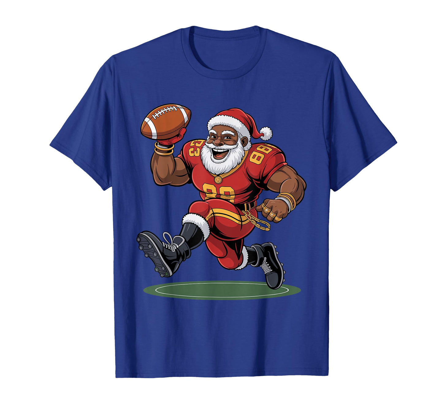 Afro Santa Football African American Christmas Funny Holiday T-Shirt