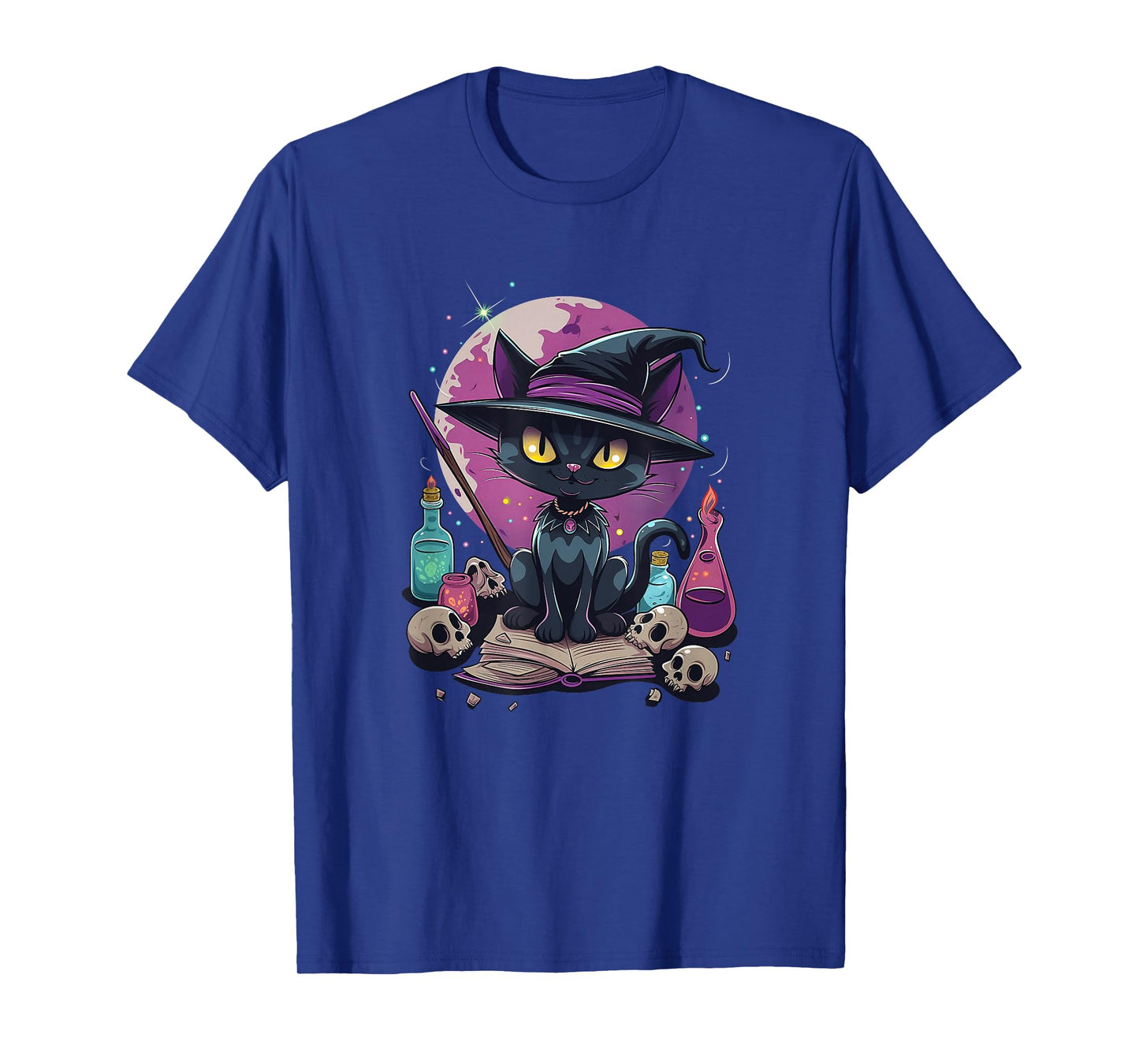 Spooky Salem Black Cat Witch & Book T-Shirt