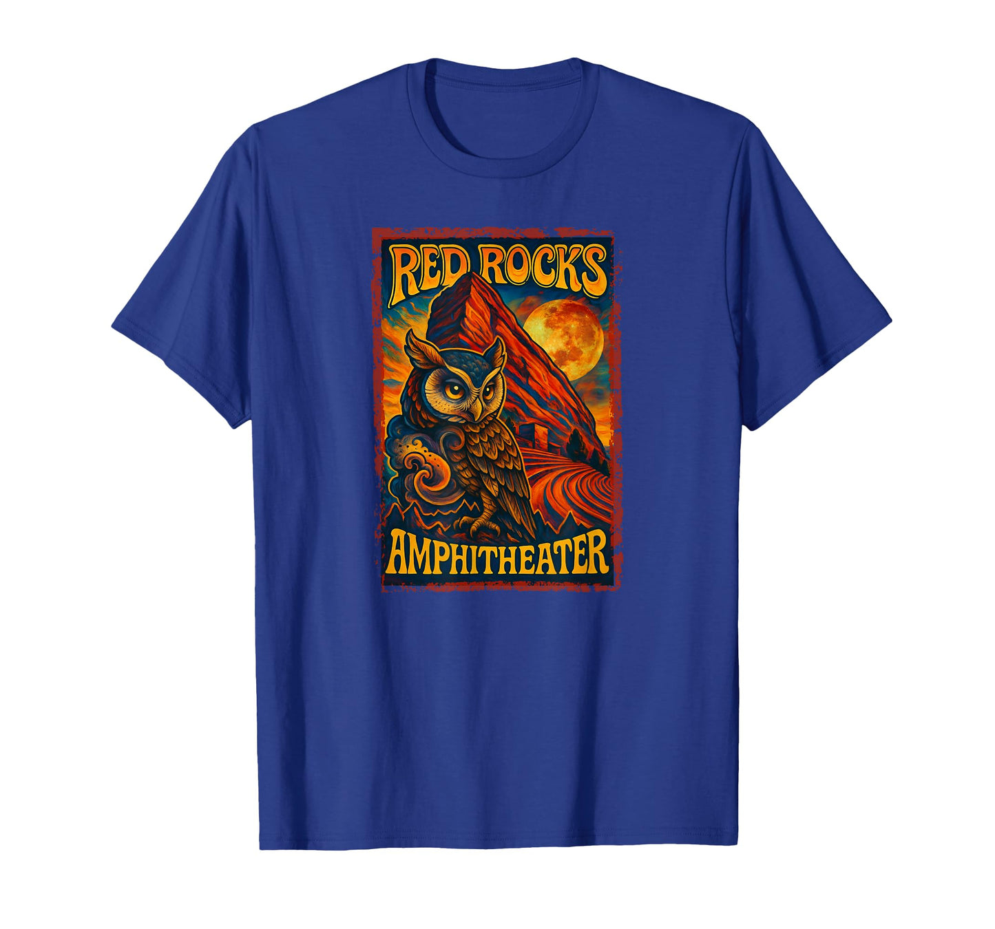 Red Rocks Amphitheater Morrison, Colorado, Rock Poster Owl T-Shirt