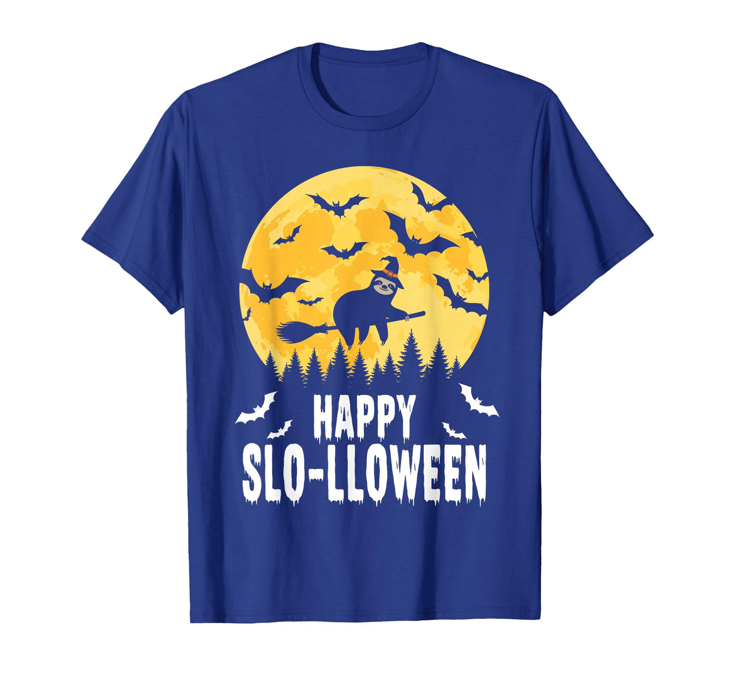Happy Slo-lloween Funny Halloween Sloth Flying Witch T-Shirt