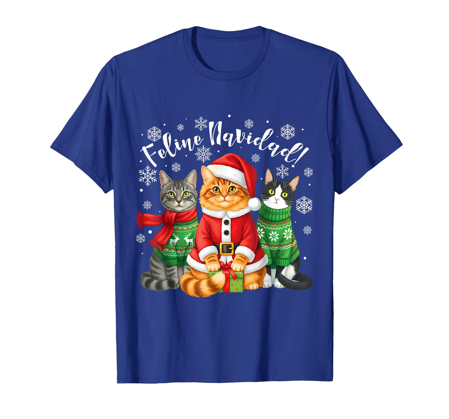 Feline Navidad Funny Cat Christmas Holiday Ugly Christmas T-Shirt