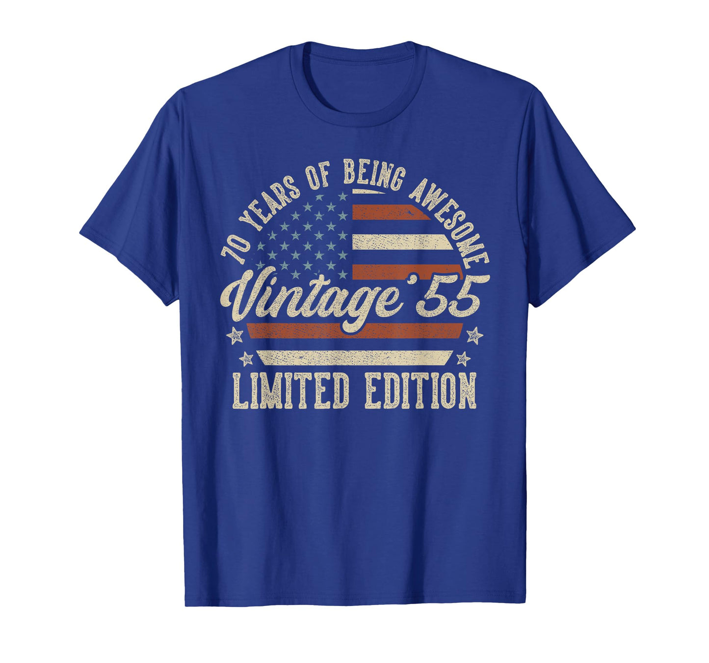 Vintage 1955 70th Birthday Gift 70 Years Old American Flag T-Shirt