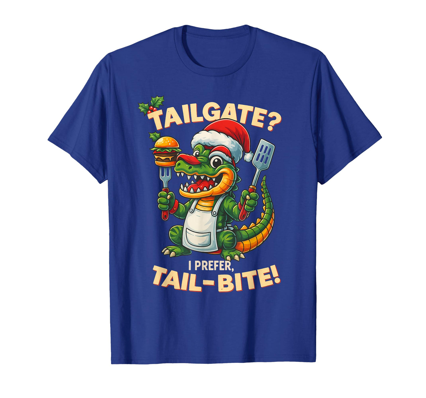Funny Alligator Tailgate Christmas Tail-Bite BBQ Humor T-Shirt