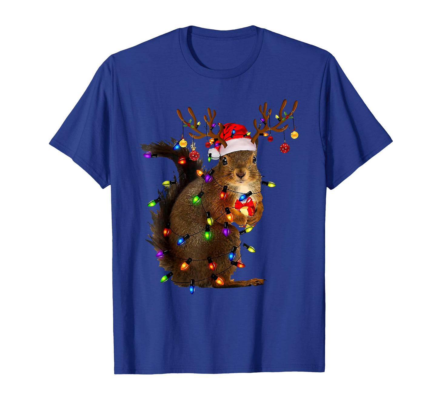 Christmas Squirrel Lights Santa Reindeer Xmas Pajama Holiday T-Shirt