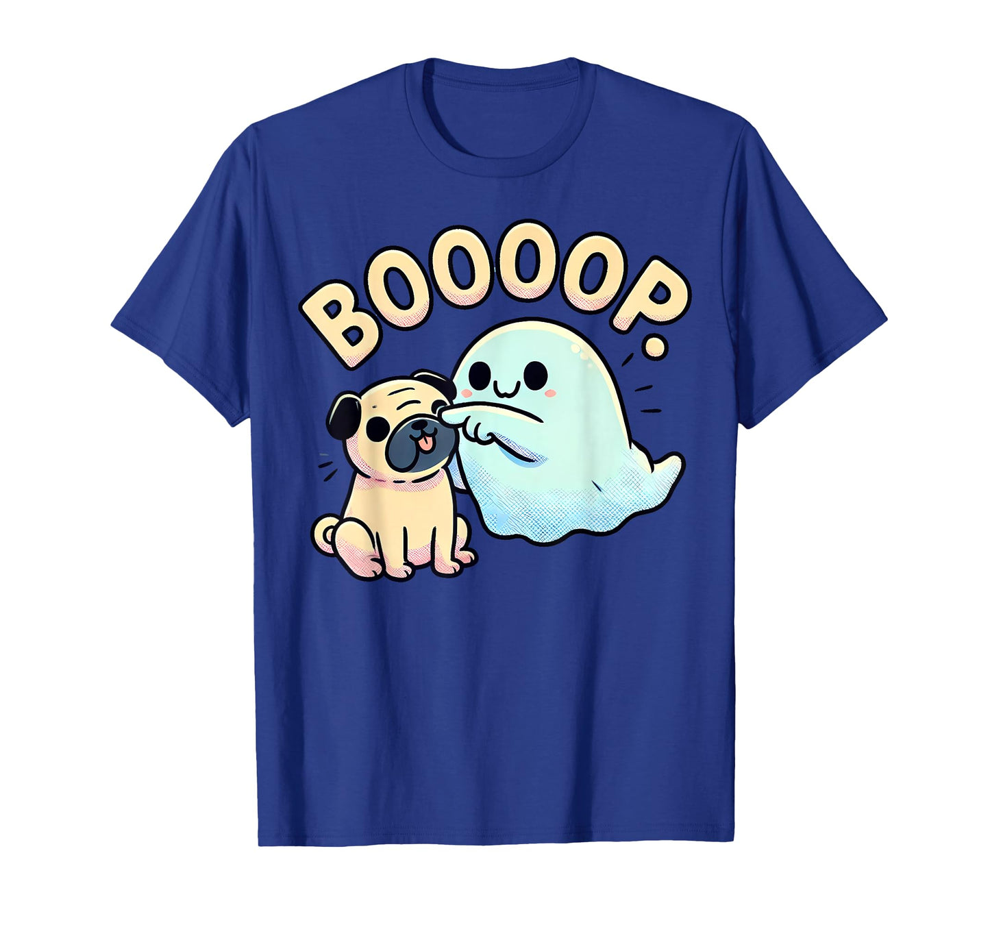 Funny Halloween Ghost Pug Boop Silly Puppy Dog Humor Men Women Kids T-Shirt
