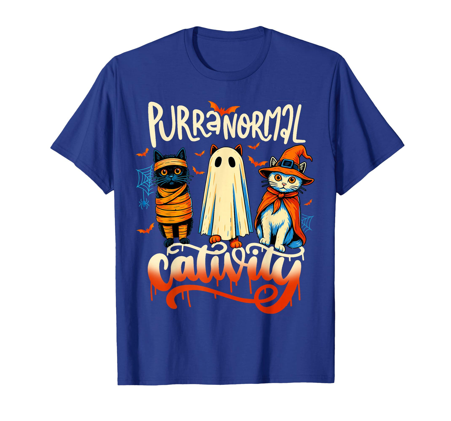 Halloween Cat Ghost Witch Zombie Purranormal Cativity Kids T-Shirt