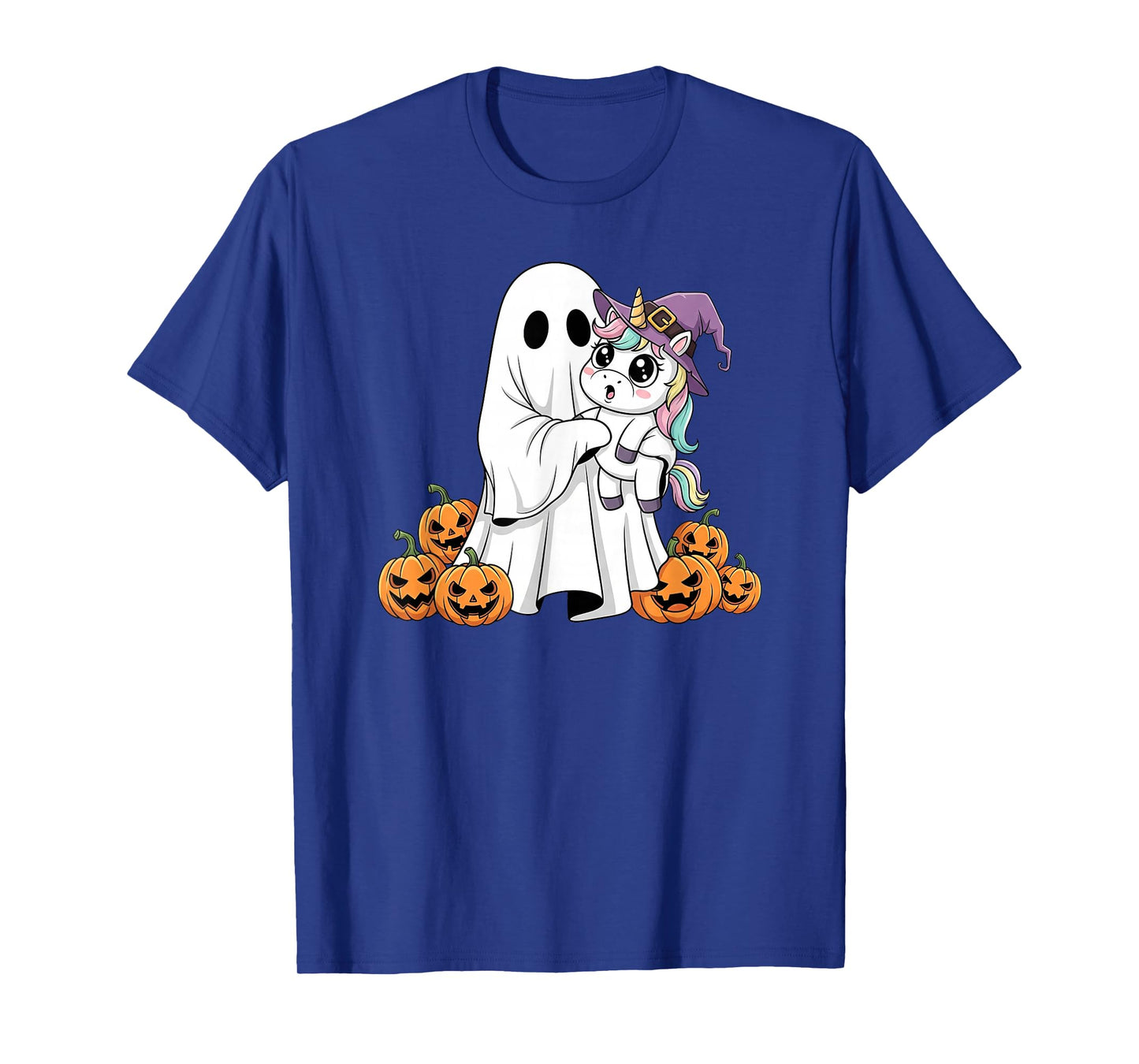 Funny Ghost Unicorn Pumpkin Halloween Kids Mens Womens T-Shirt