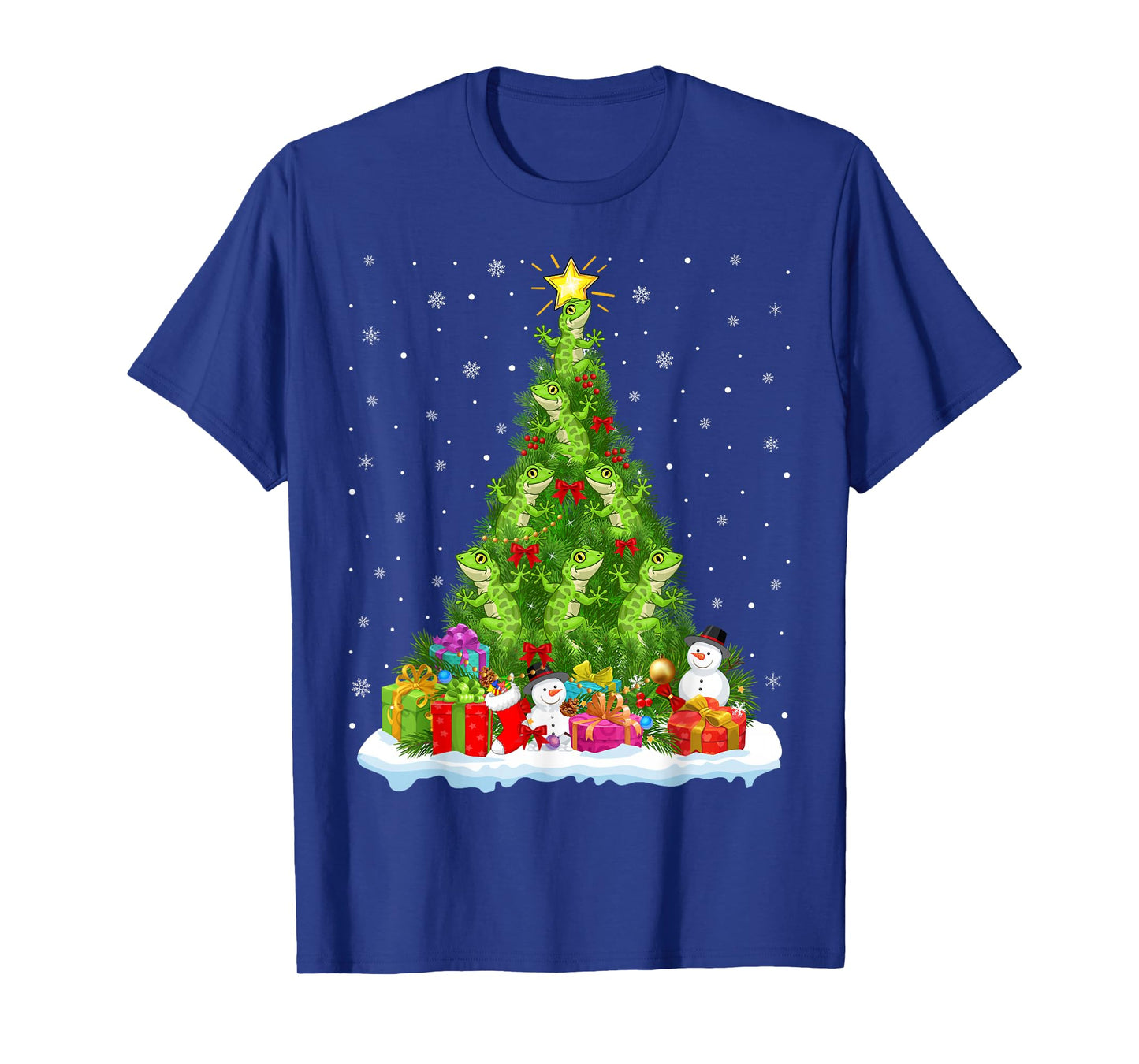 Gecko Lizard Christmas Tree Holiday Decor Funny Xmas Lights T-Shirt