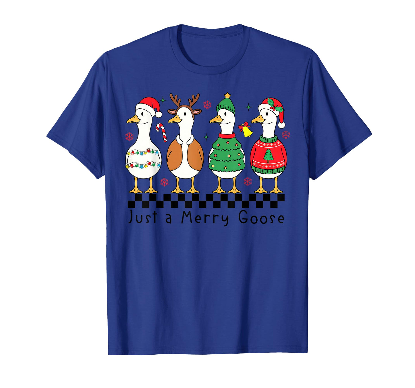 Just a Merry Goose Xmas Funny Santa Goose Christmas Pajamas T-Shirt
