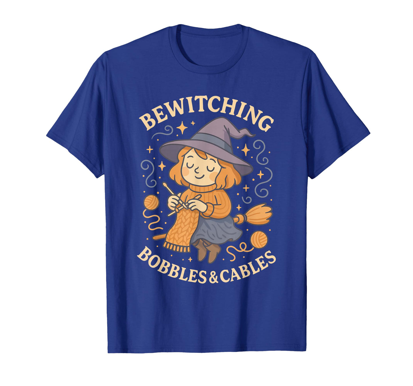 Knitting Witch Bobbles Cables Bewitching Cozy Autumnal Magic T-Shirt