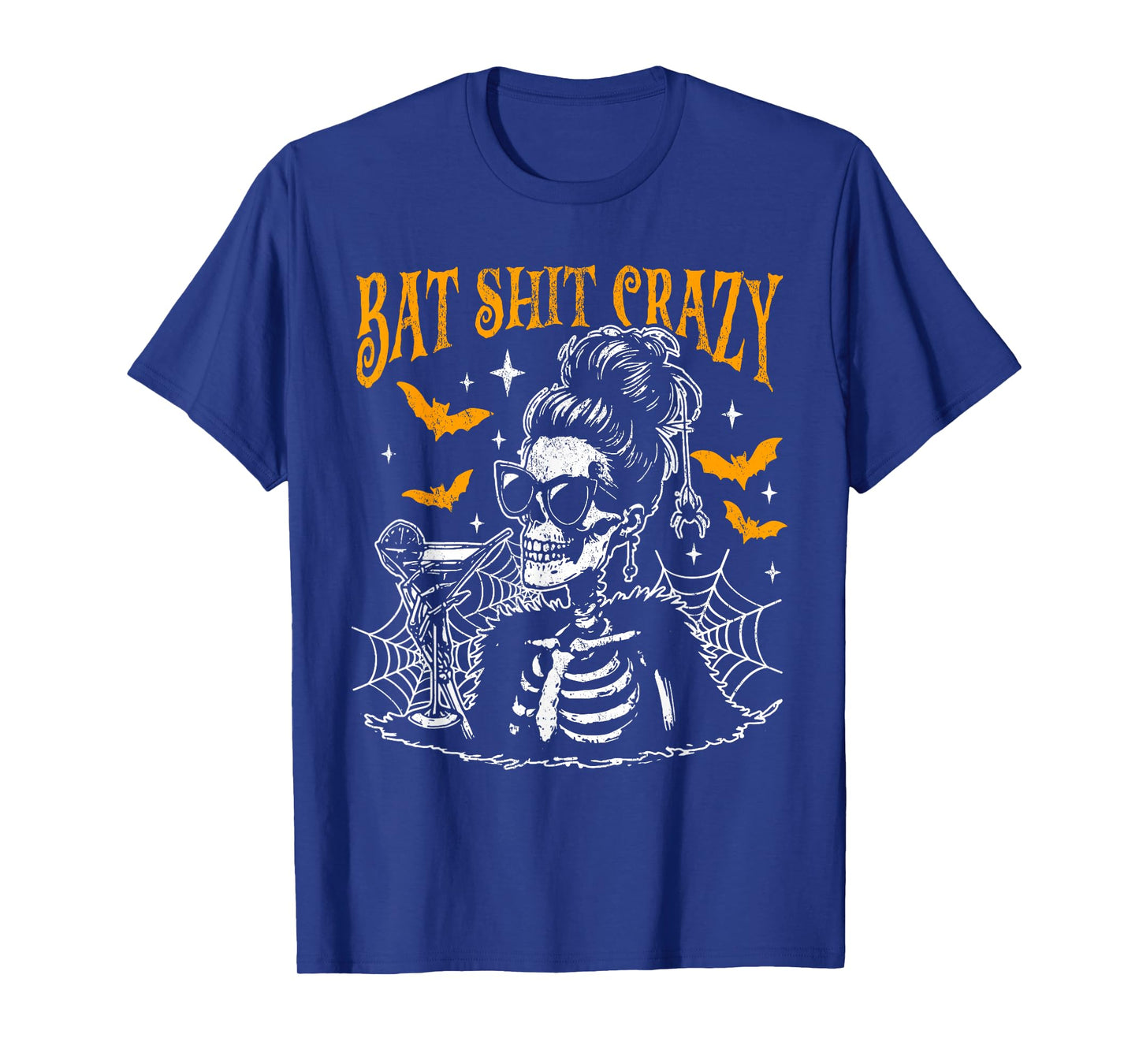 Bat Shit Crazy Halloween Flower Witch Skeleton T-Shirt