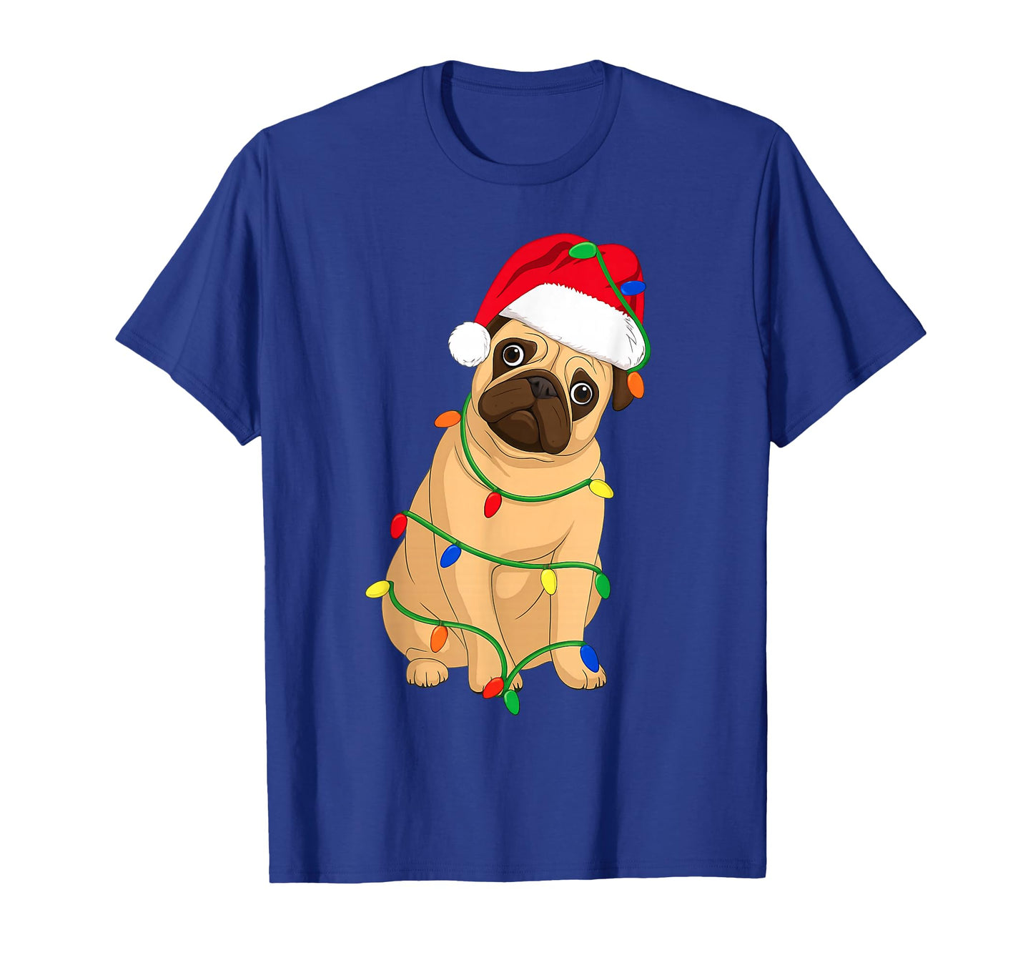 Pug Christmas Tree Lights Holiday Dog Lover T-Shirt