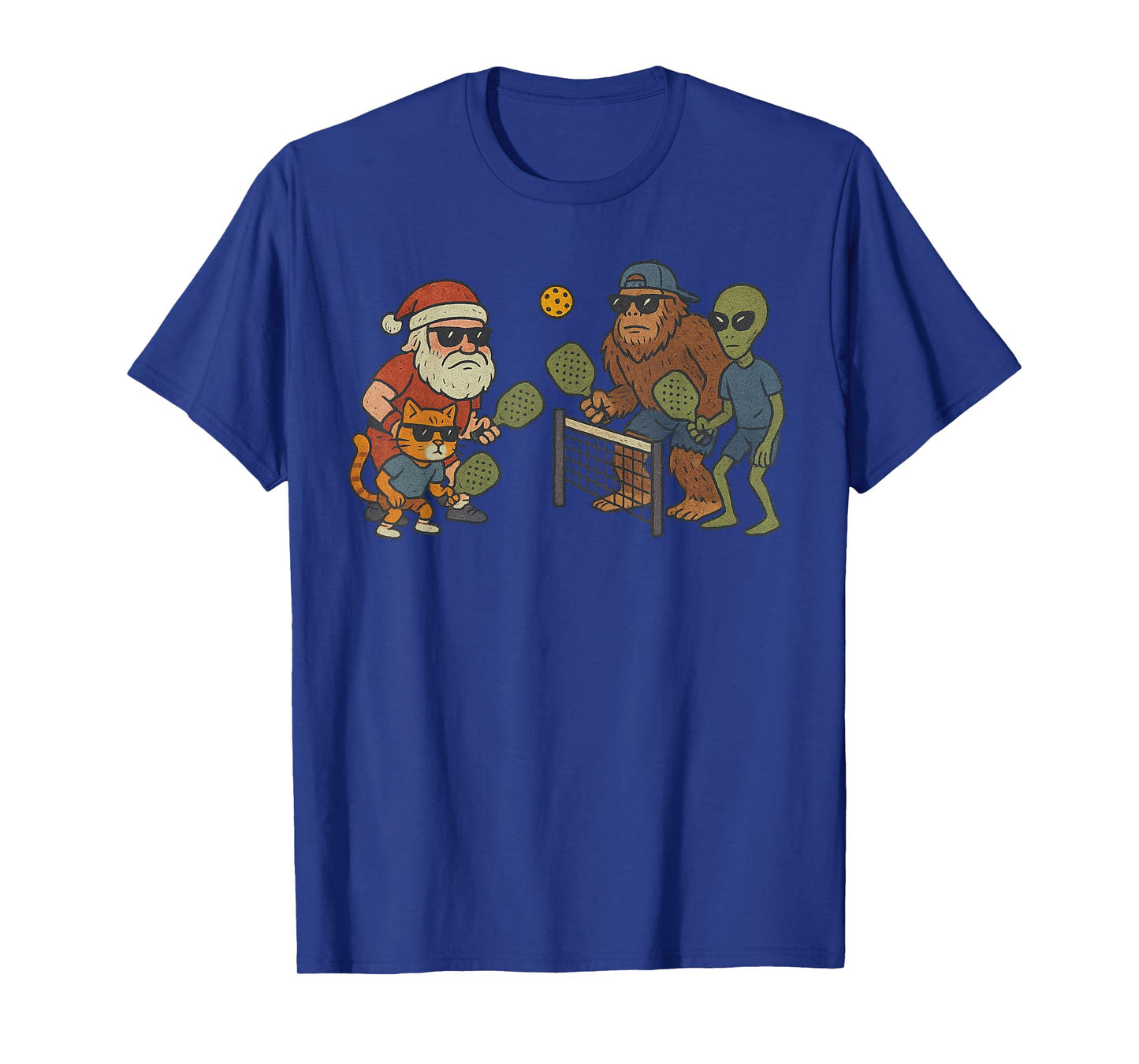 Santa Sasquatch Playing Pickleball Christmas Funny Xmas T-Shirt
