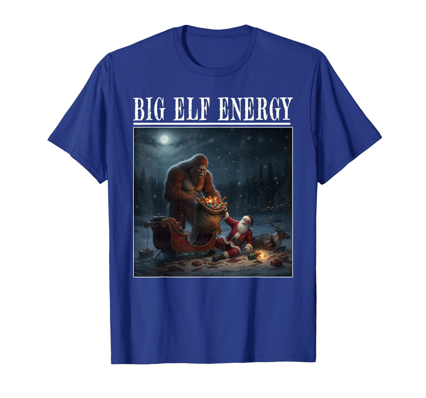 Bigfoot Santa Cannibal Wreck Sleigh Crash Christmas Rescue T-Shirt