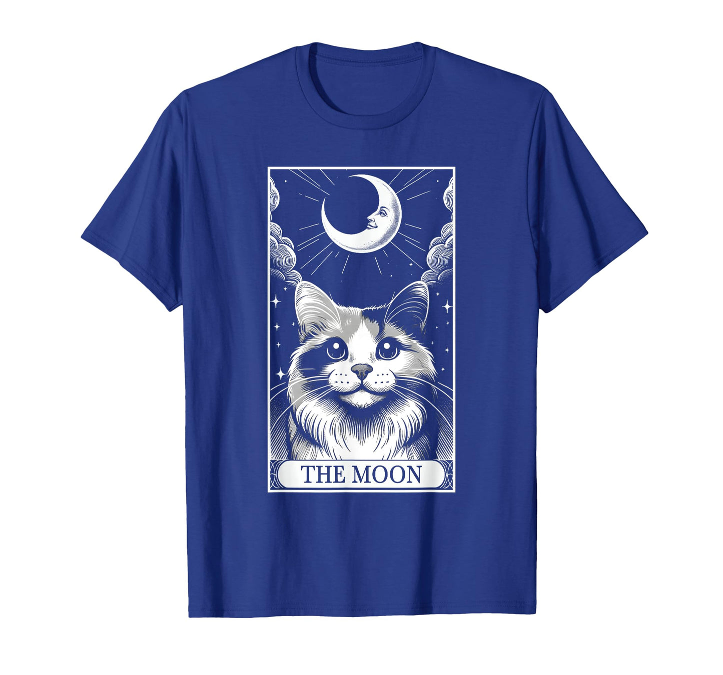 Tarot Card Vintage Crescent Moon Calico Cat Mom Cat Lovers T-Shirt for Men Women Kids