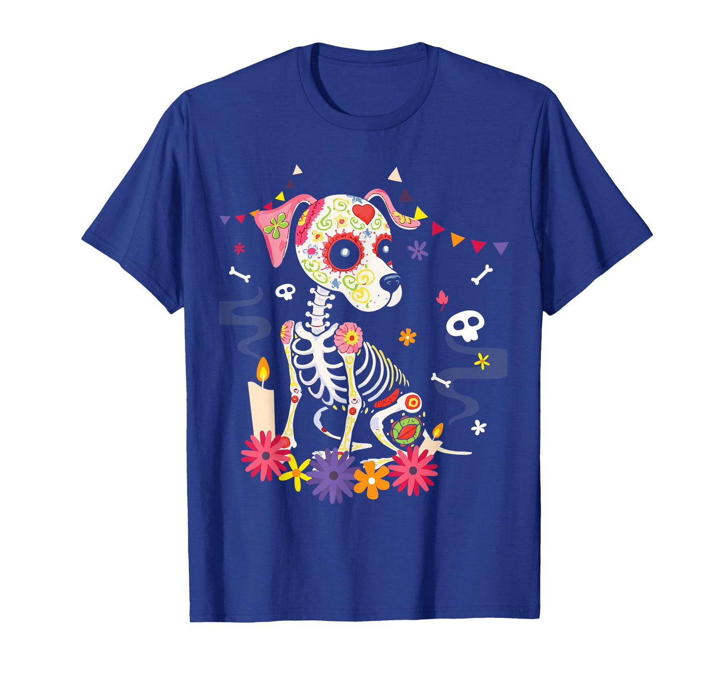 Mexican Dog Day of the Dead Skeleton Sugar Flowers Dogs T-Shirt