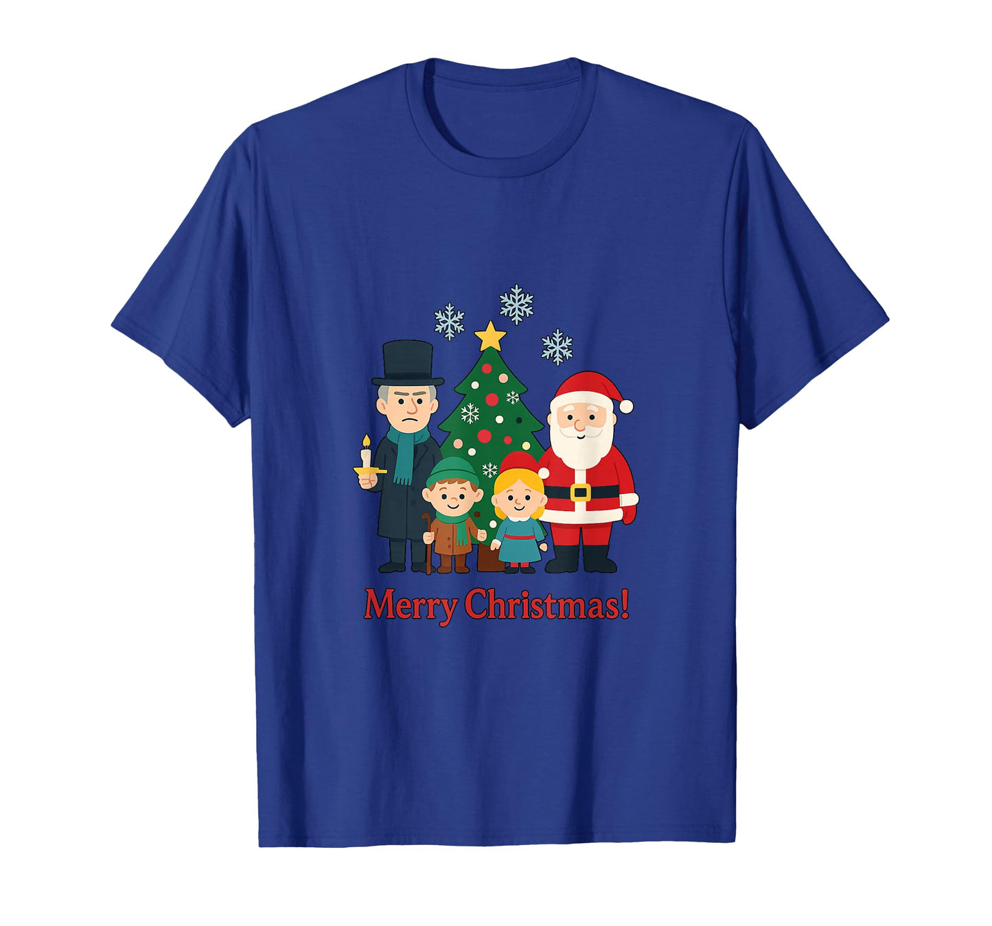 Santa Claus Christmas Tree with Characters Illustration T-Shirt
