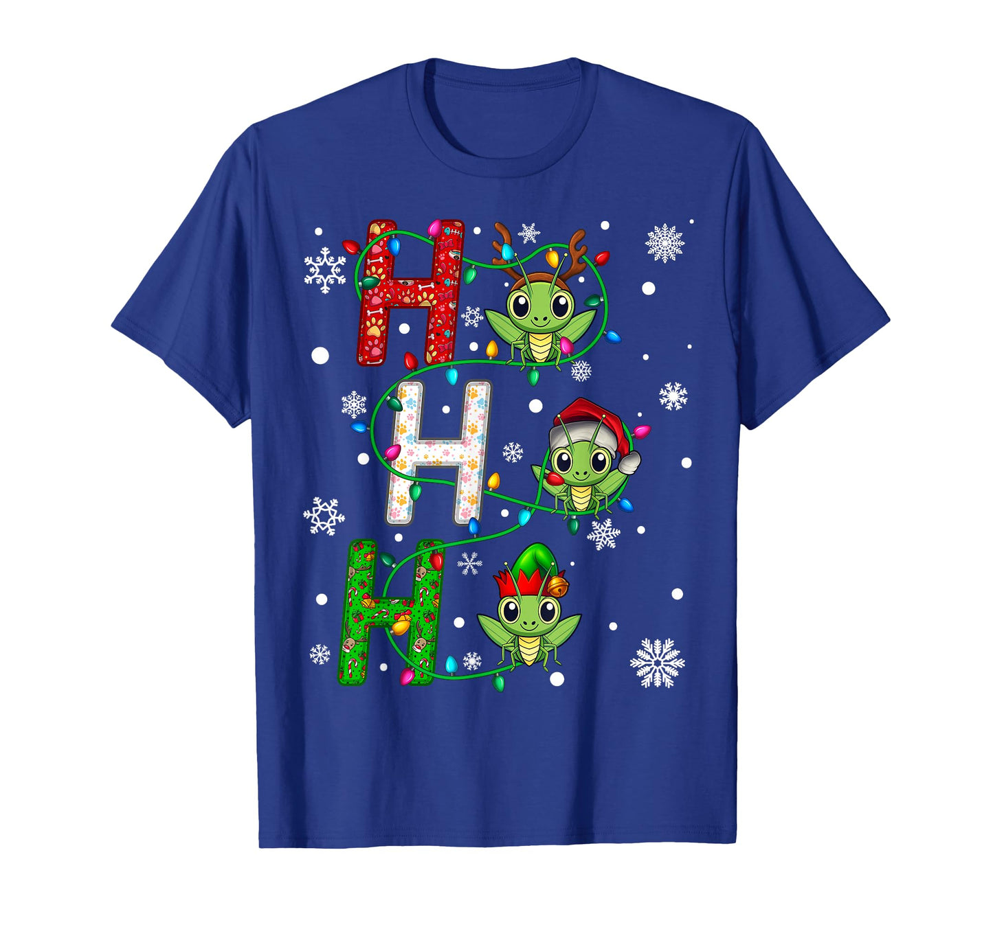 Christmas Santa Hat Ho Ho Ho Grasshopper Animal Xmas T-Shirt