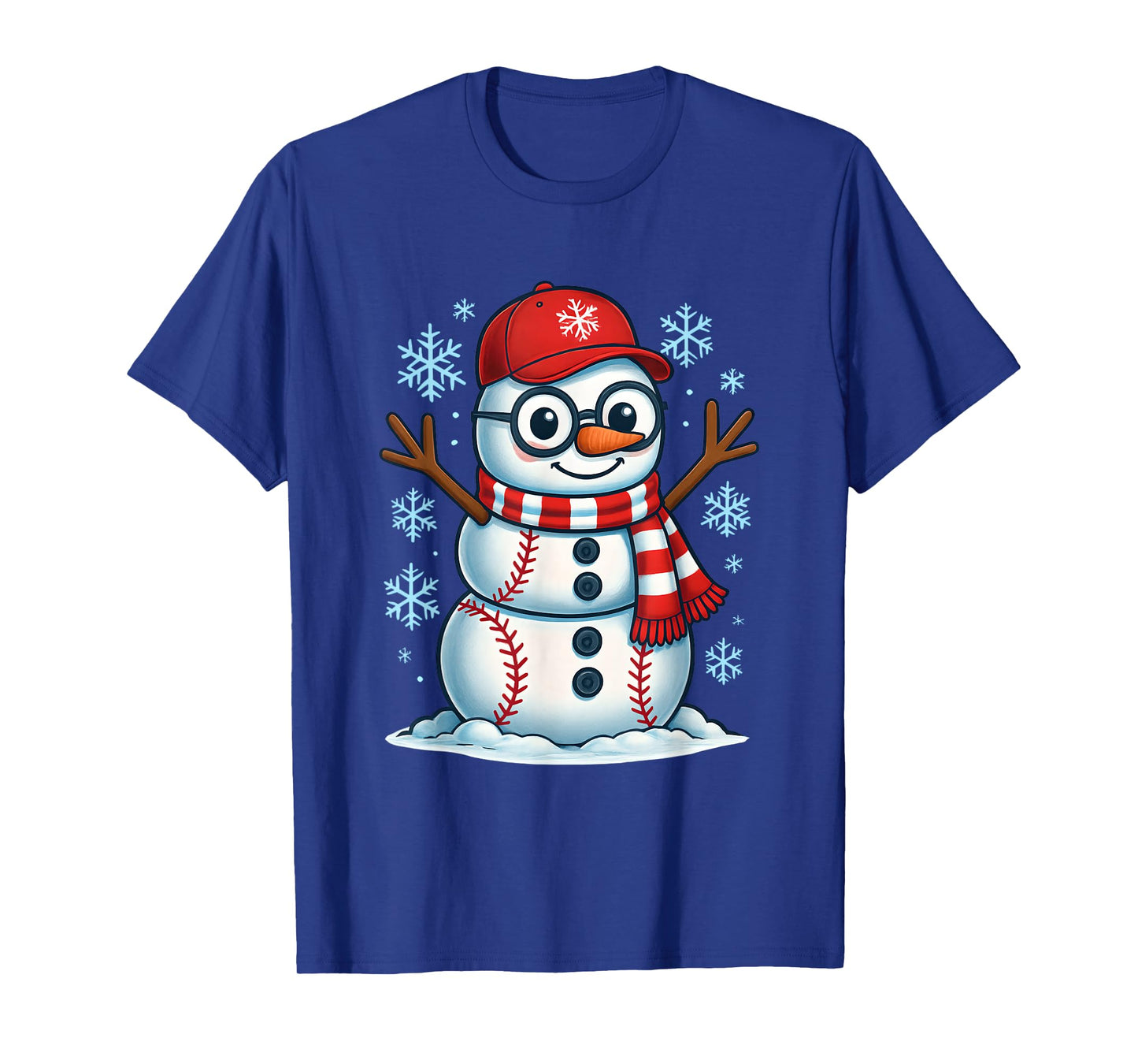 Christmas Baseball Snowman Xmas Pajamas Women Men Boys T-Shirt