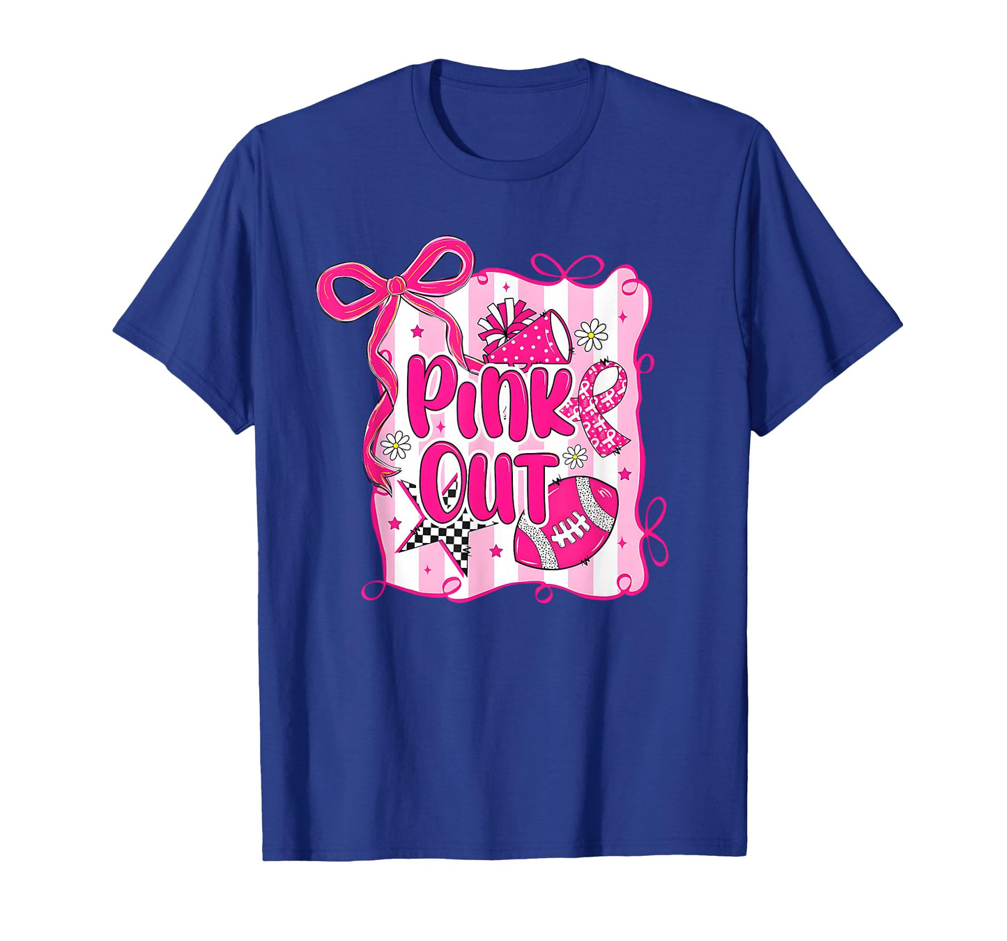 Retro Floral Pink Out Breast Cancer Awareness Tackle Cancer T-Shirt