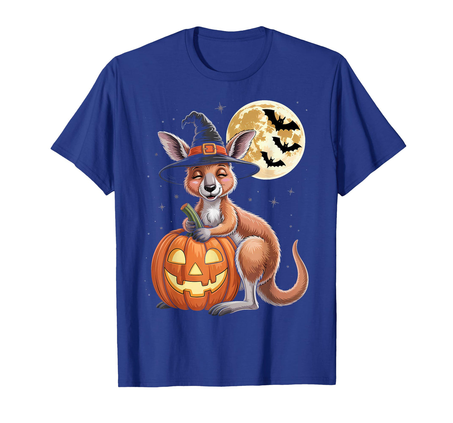 Halloween Kangaroo Witch Hat Pumpkin Spooky T-Shirt