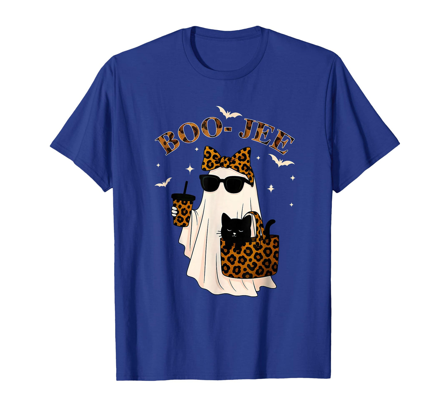 Coquette Leopard Ghost Coffee Boo-JEE Halloween Boujee Ghost T-Shirt
