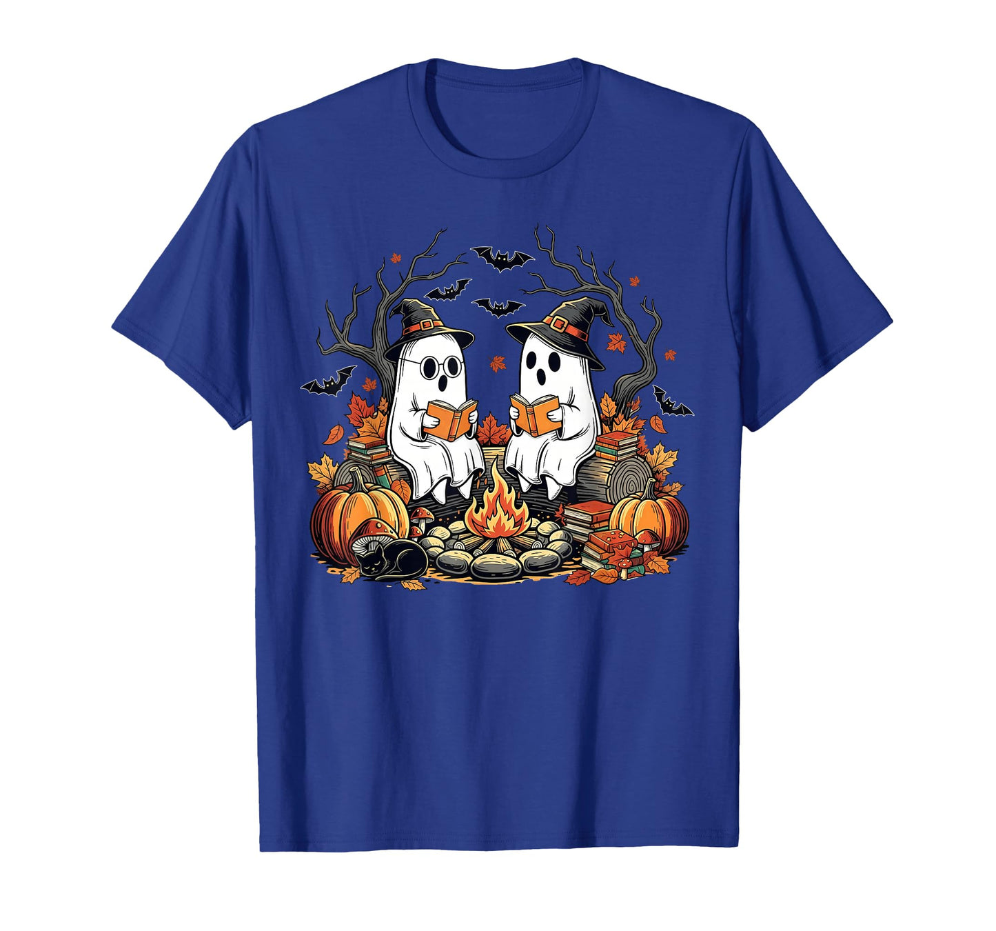 Spooky Season Ghost Reading Books Halloween Teacher Girl Boy T-Shirt