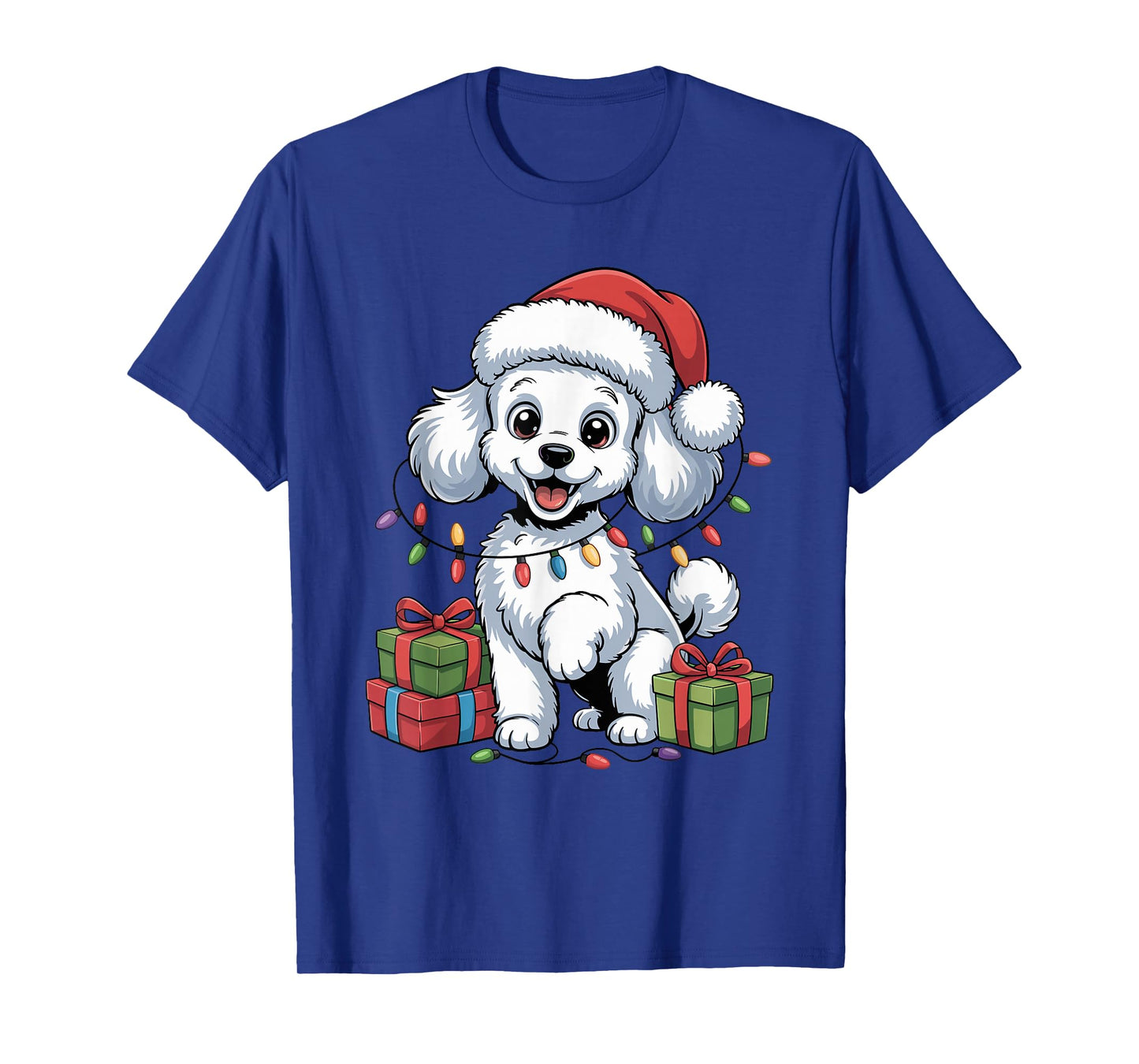 Cute Poodle Santa Hat Christmas Xmas Dog Lovers Holiday T-Shirt