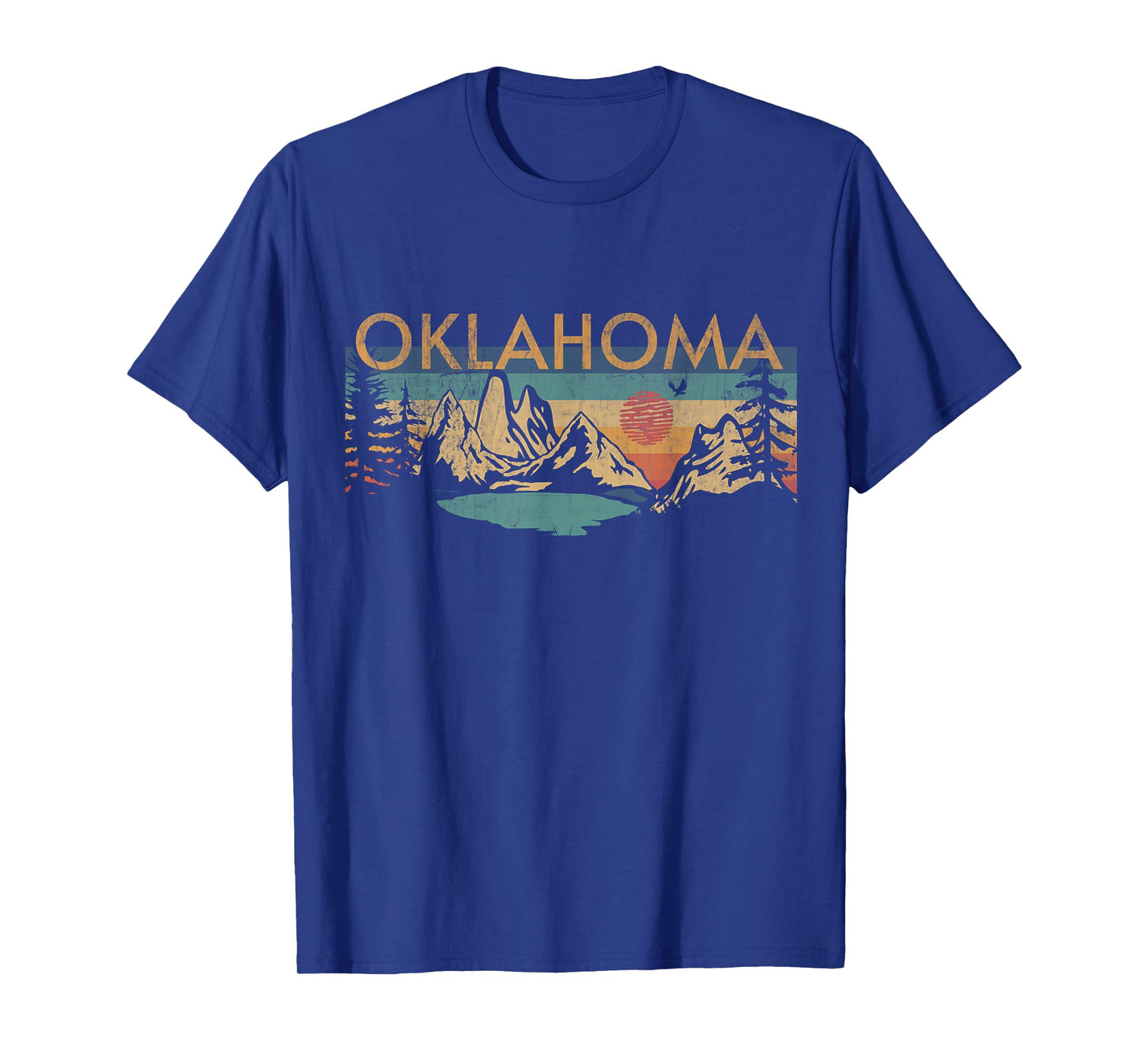Oklahoma USA Outdoor Vintage Unisex-Adults, Kids Black Cotton, Polyester Retro Crew Neck Short Sleeve T-Shirt Small