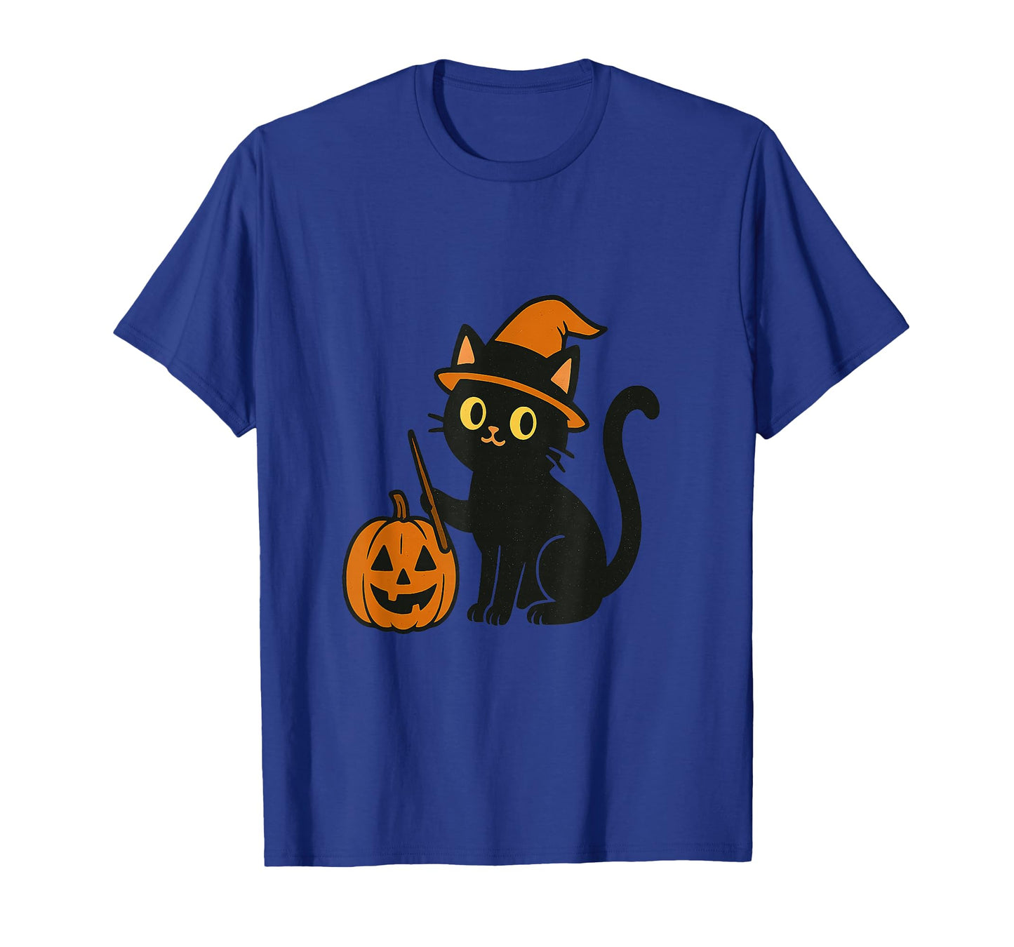 Funny Black Cat Halloween - Cute Witch Hat Pumpkin Costume T-Shirt